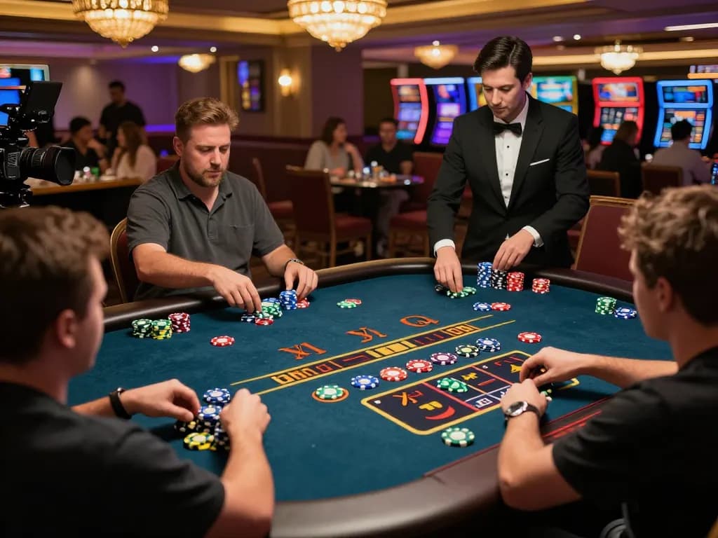 Xóc Đĩa Online game with excited players revealing strategies and betting in a lively casino environment.