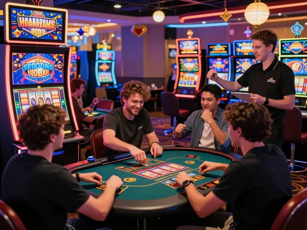 Exciting scene for tải game hitclub mới nhất showcasing players in a vibrant casino-themed online gaming environment.