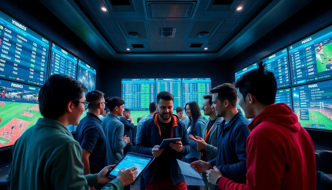 Exciting sports betting scene at 888b.bet showcasing players engaged with high-tech betting interfaces.