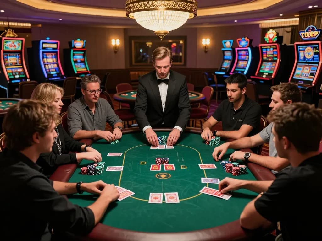 Players engaged in a dynamic poker game at https://mm88.se.net/ with chips stacked and dealer managing the action.