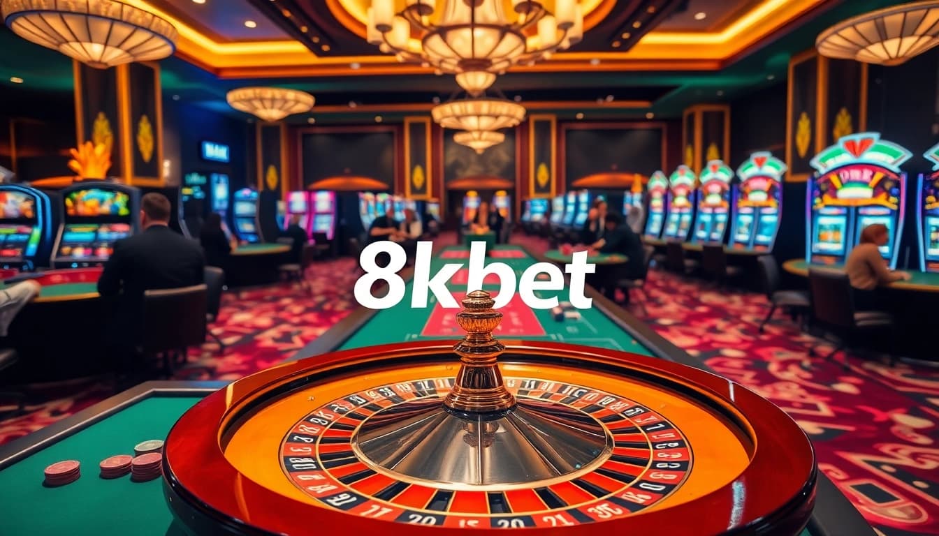 Players strategizing and enjoying games at 8kbet's luxurious casino.