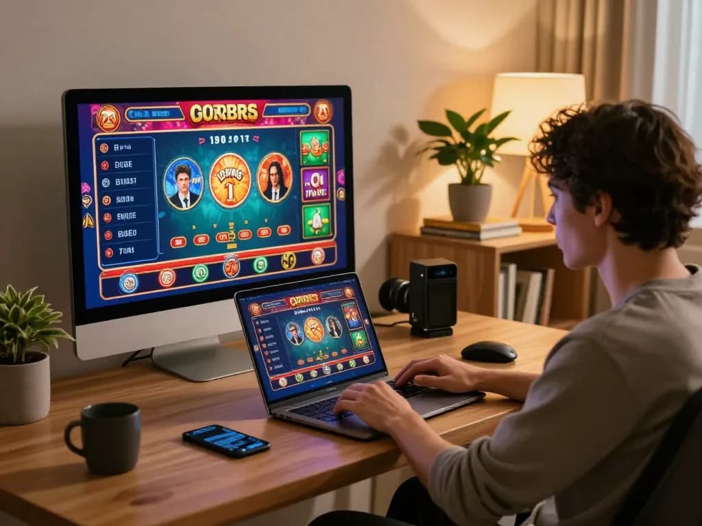 Playing casino games on an online platform 8day from the comfort of home.