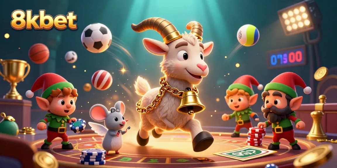 Bet and win big at 8kbet's lively casino featuring creative characters and vibrant game elements.