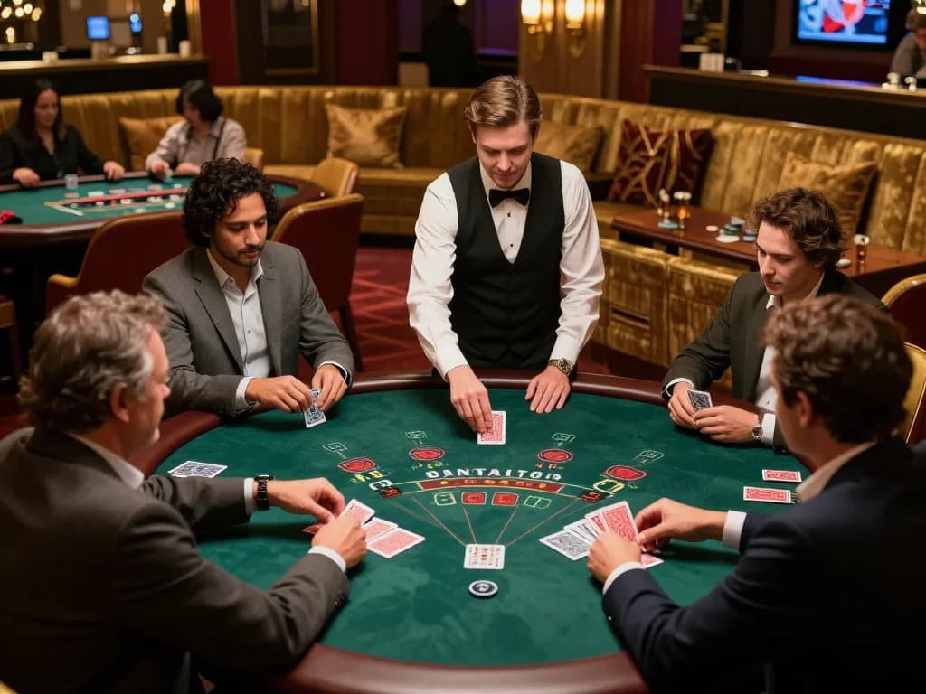 Engaging blackjack gameplay at IWINCLUB casino table with players in action.