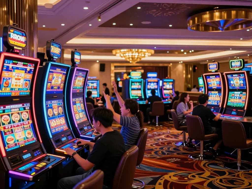 Celebrate a jackpot win at RR88 with vibrant slot machines and excited players