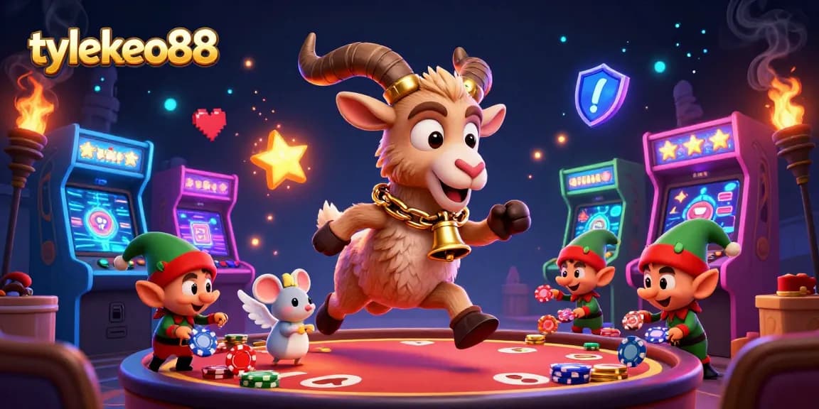 Experience thrilling gameplay at tylekeo88 with festive Krampus and mischievous gremlins in a vibrant casino.