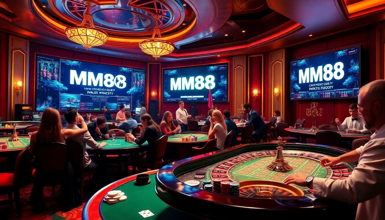 Experience the thrill of gambling at https://mm88.vin/ with high-stakes poker on an elegant casino table.