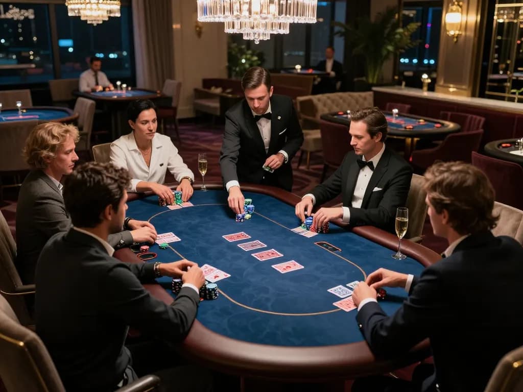 Experience fun79 vip at an exclusive poker table, with players engaged in high-stakes gaming.