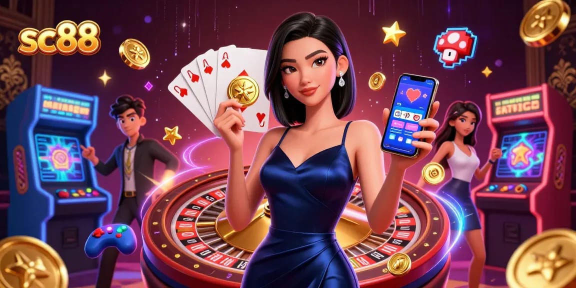 Engage in thrilling gameplay at sc88 with vibrant casino app visuals and a confident player.