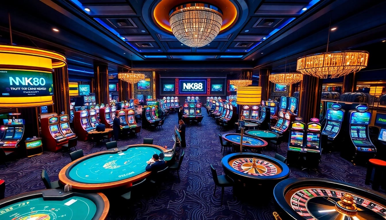 Experience the thrilling atmosphere of NK88 with vibrant casino games and exciting betting action.