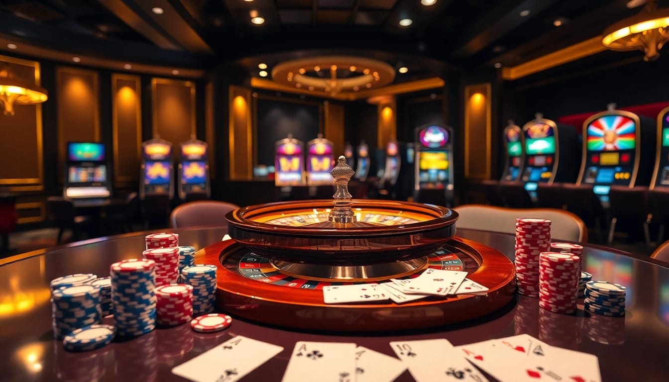 Experience the thrill of winning at 88I with vibrant casino tables and elegant poker chips.