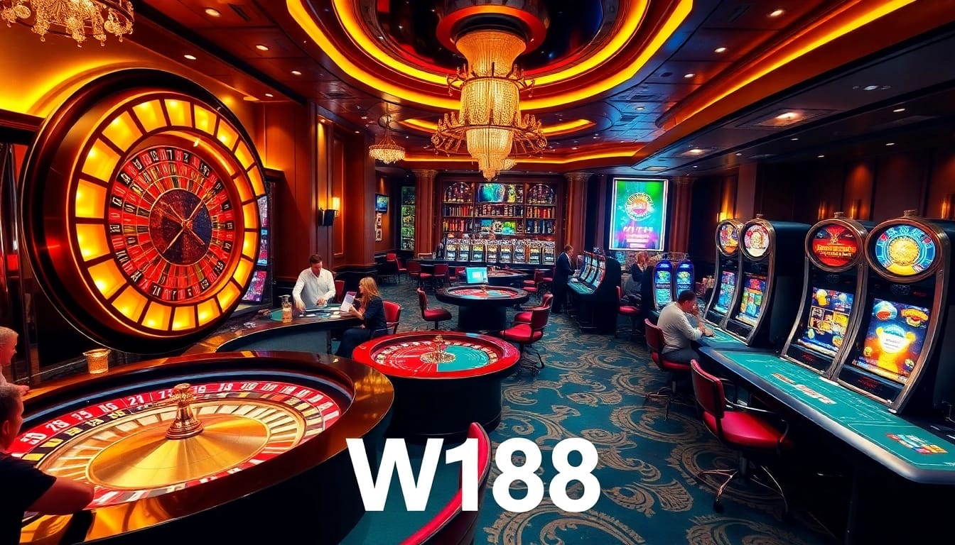 Experience the thrill of gambling at W188 with exciting games, vibrant roulette, and engaging slot machines.