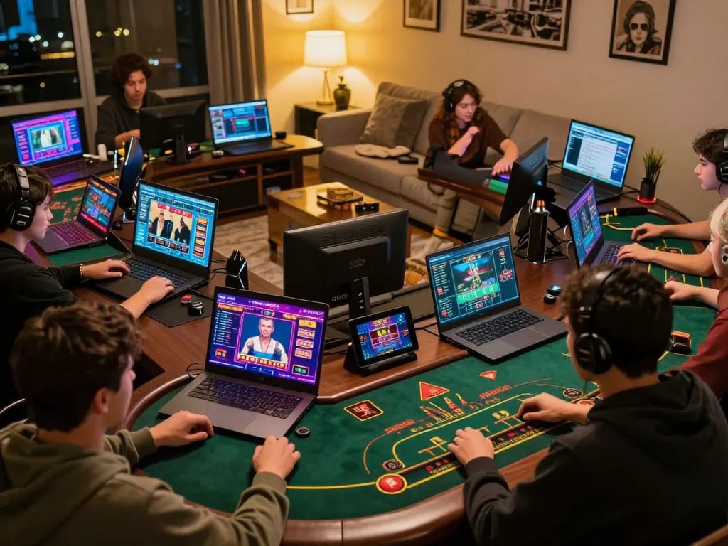 Players immersed in strategic live games on 7M's interactive online casino platform