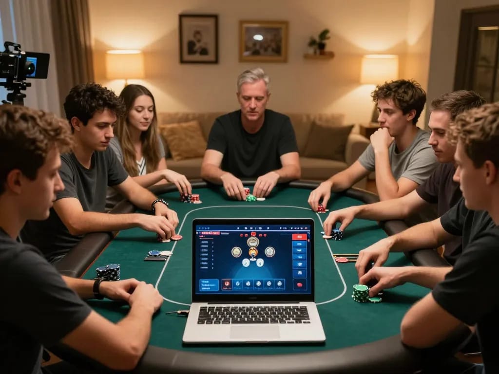 Players strategizing in an online poker game setup on Bongdalu, emphasizing competitive gameplay and engagement.