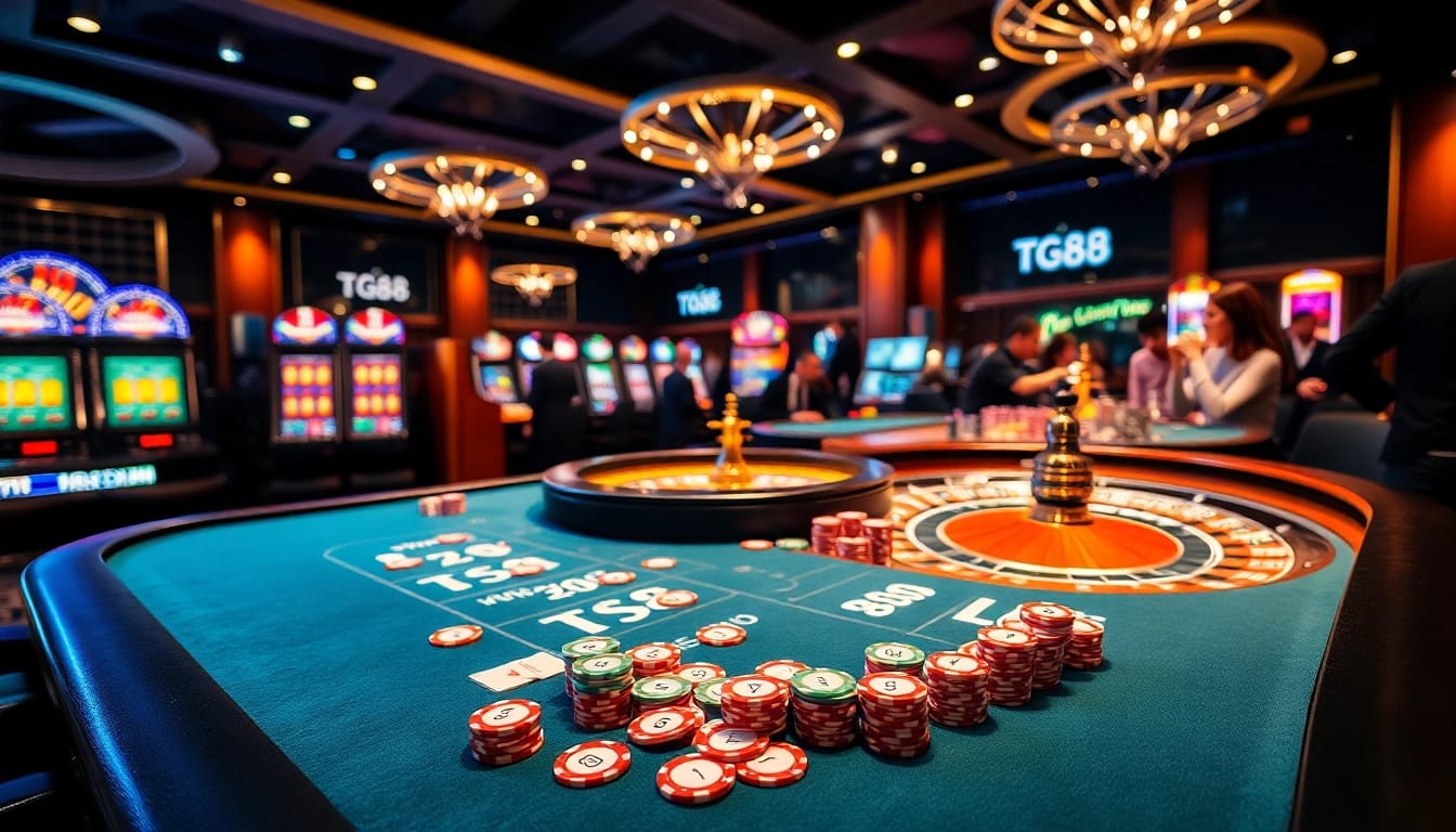 Experience the thrill of TG88 at a lively casino table surrounded by engaging games.