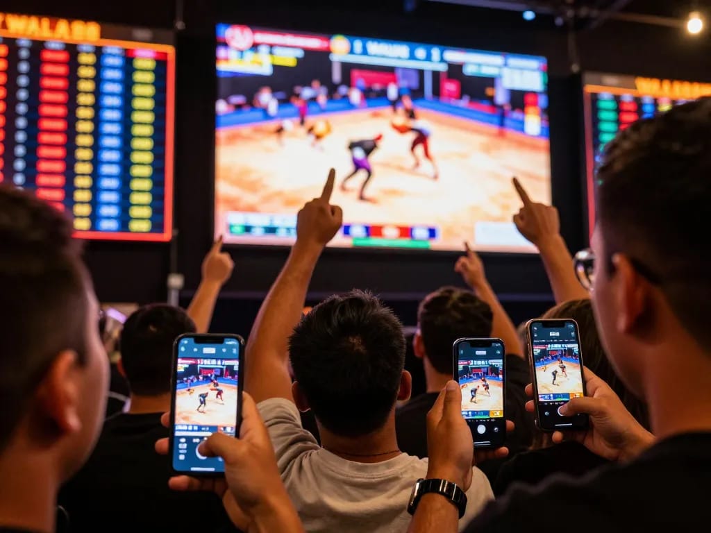 Exciting live betting experience at WALA88 showcasing Đá gà wala88 with enthusiastic crowd.