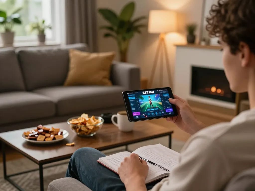 B52 Club online gaming app used on a smartphone, highlighting relaxed gaming atmosphere at home.