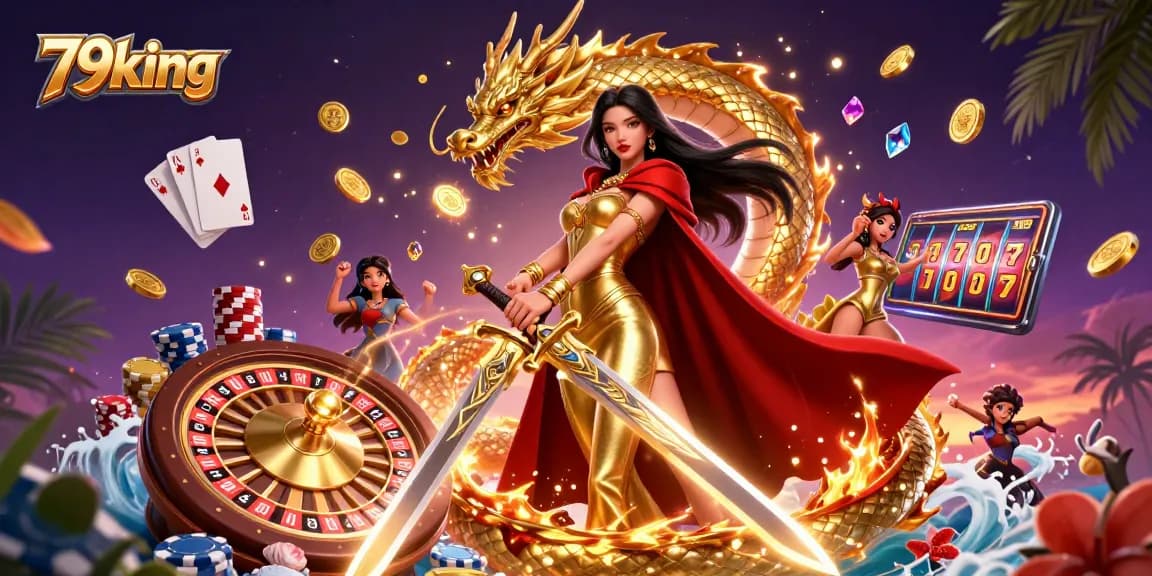 Win big with 79king in this vibrant casino scene showcasing thrilling games and rewards.