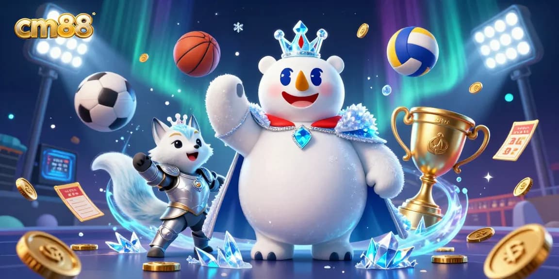 Experience thrilling gaming at CM88 with 3D characters and sports elements, illustrating fun and excitement.