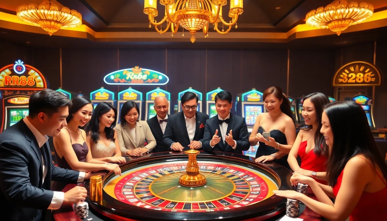 Engaging casino scene at https://urr88.com/, showcasing roulette excitement and vibrant gambling atmosphere.
