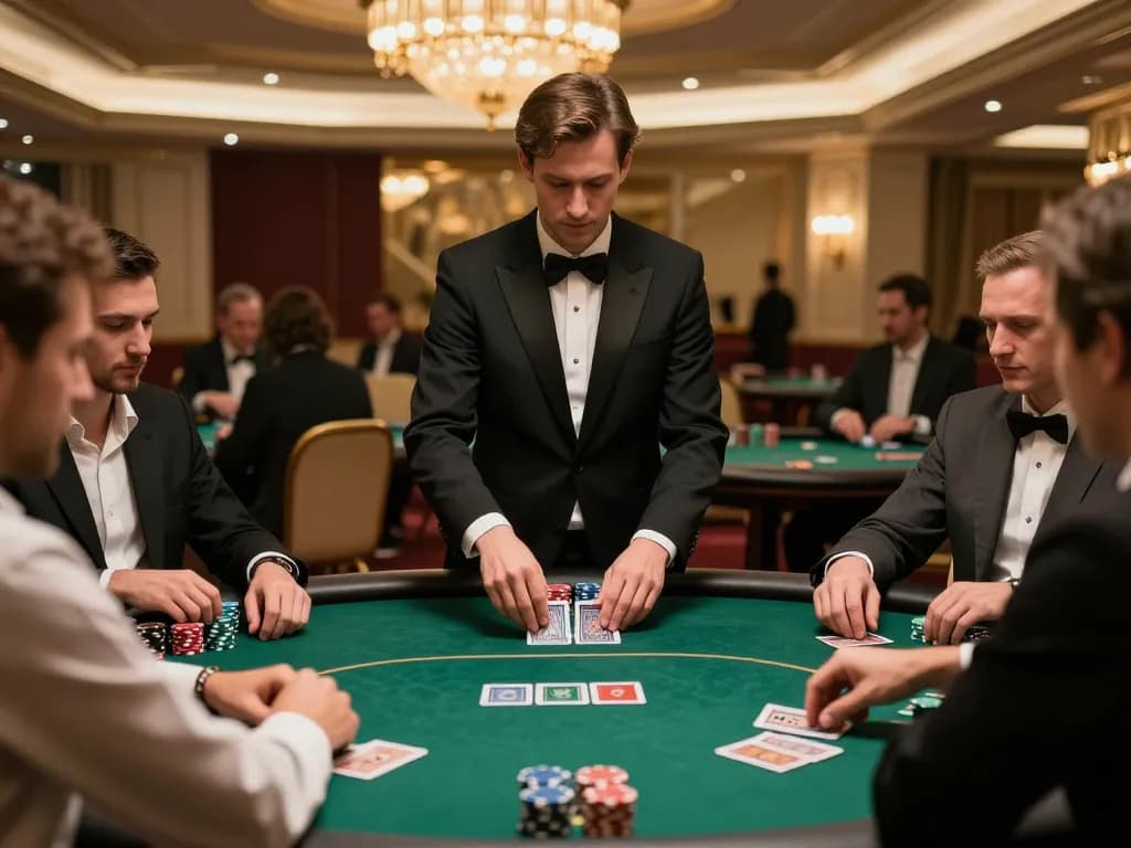 SUNWIN poker players strategically betting at a high-stakes game table in a luxury casino.