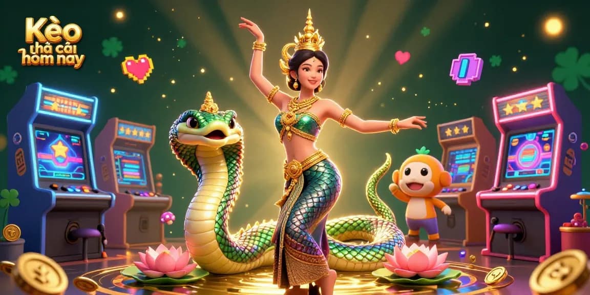 Engage with Kèo nhà cái hôm nay featuring a captivating Thai dancer and vibrant casino elements.