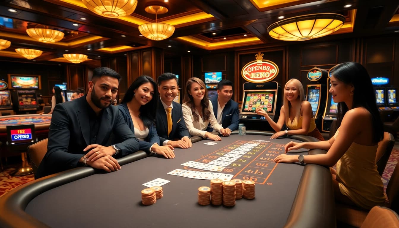 Experience the excitement of OPEN88 with players winning at casino tables and slot machines.