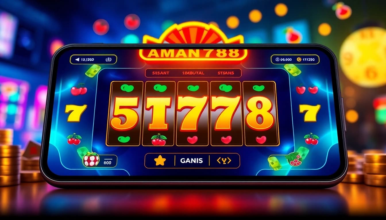 Online slot game interface featuring aman788 and vibrant elements.