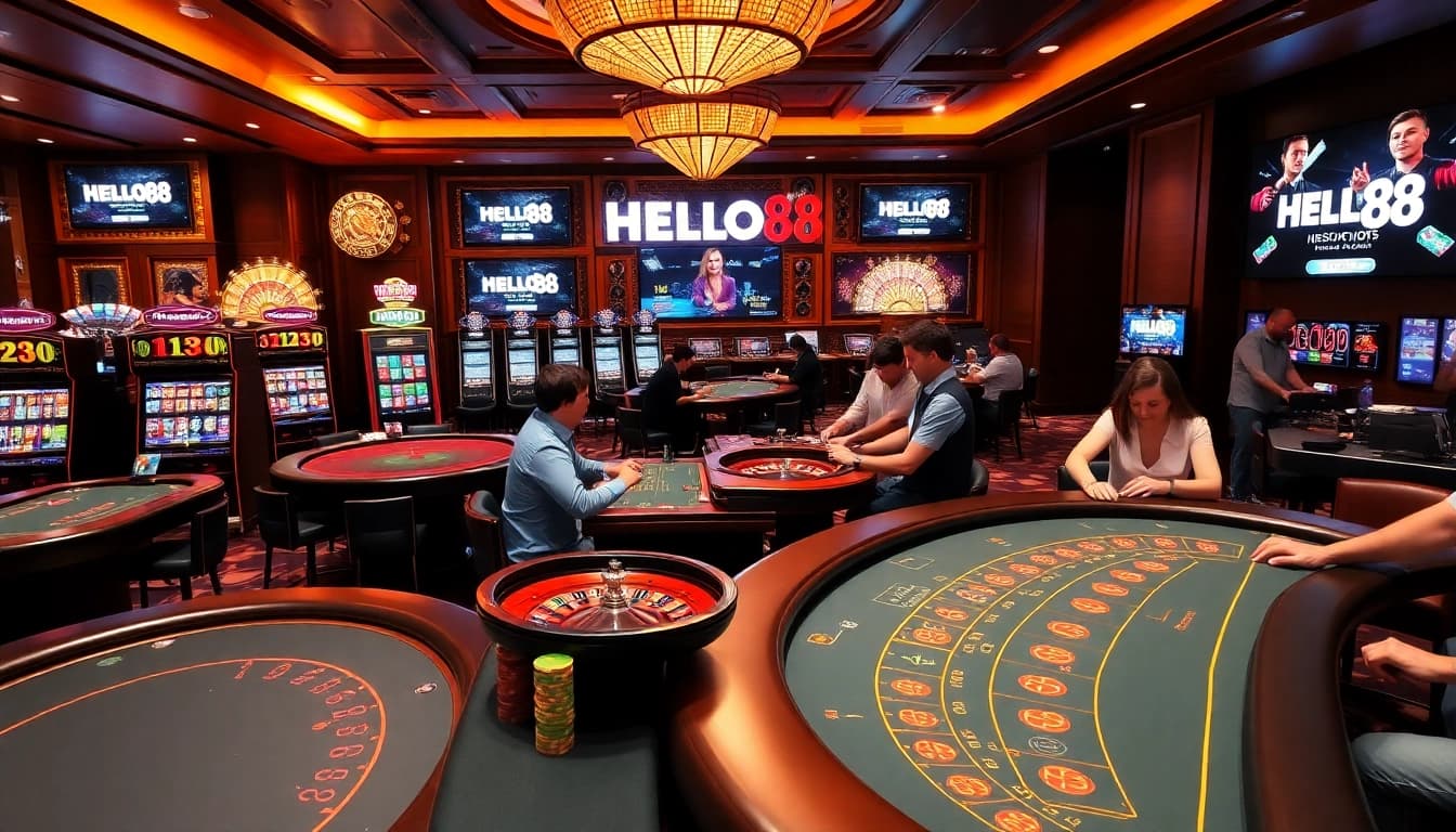 Captivating online gambling experience at HELLO88 with vibrant tables and exciting players.