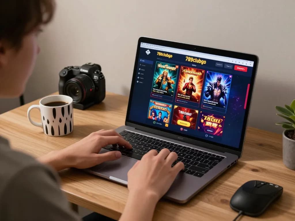 Engaging with 789clubgo for online gaming at a stylish home setup, showcasing an immersive betting interface.
