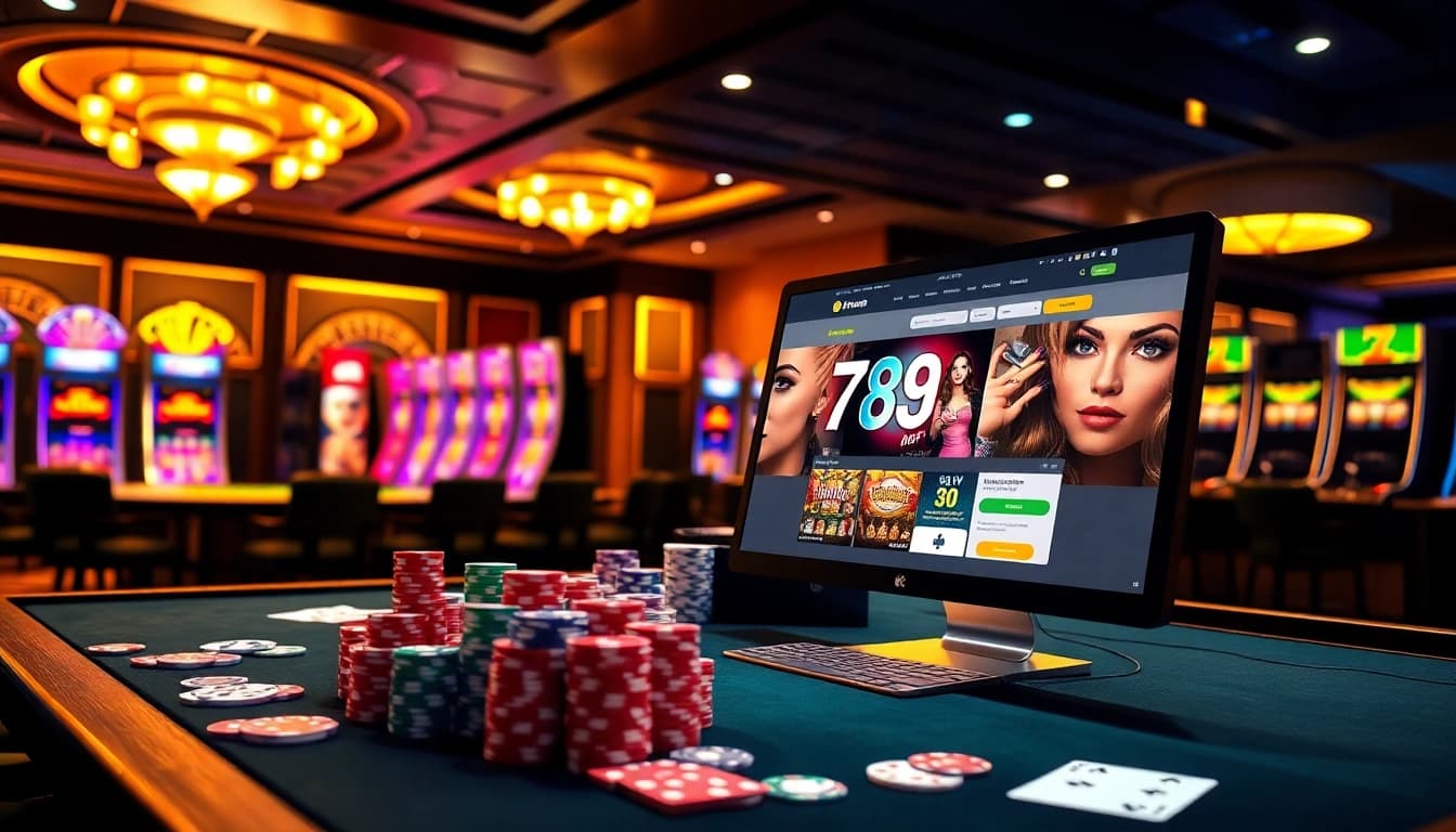 An exciting gaming scene at 789p, featuring vibrant casino tables and engaging online interfaces.
