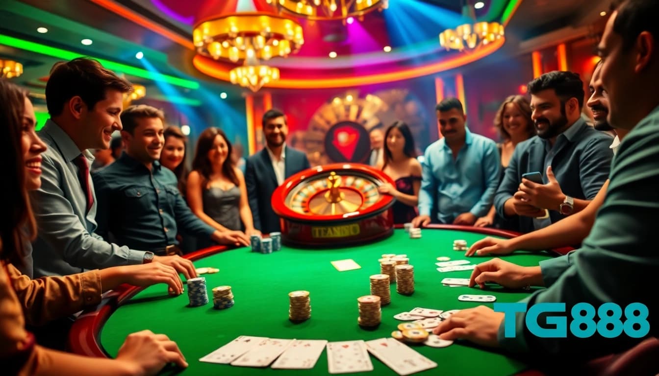 Experience the thrill of TG88 gaming at a luxurious casino table filled with excitement.