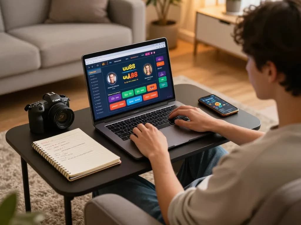 Experience strategic gameplay with uu88 on a modern home setup, showcasing interactive casino options.