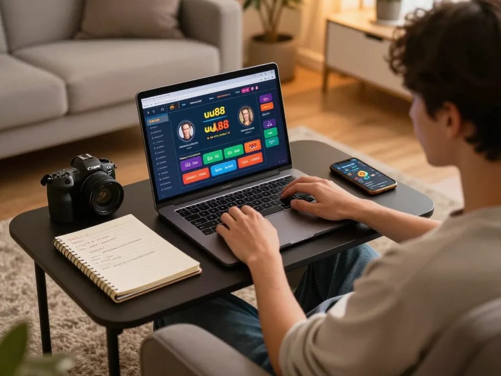Experience strategic gameplay with uu88 on a modern home setup, showcasing interactive casino options.