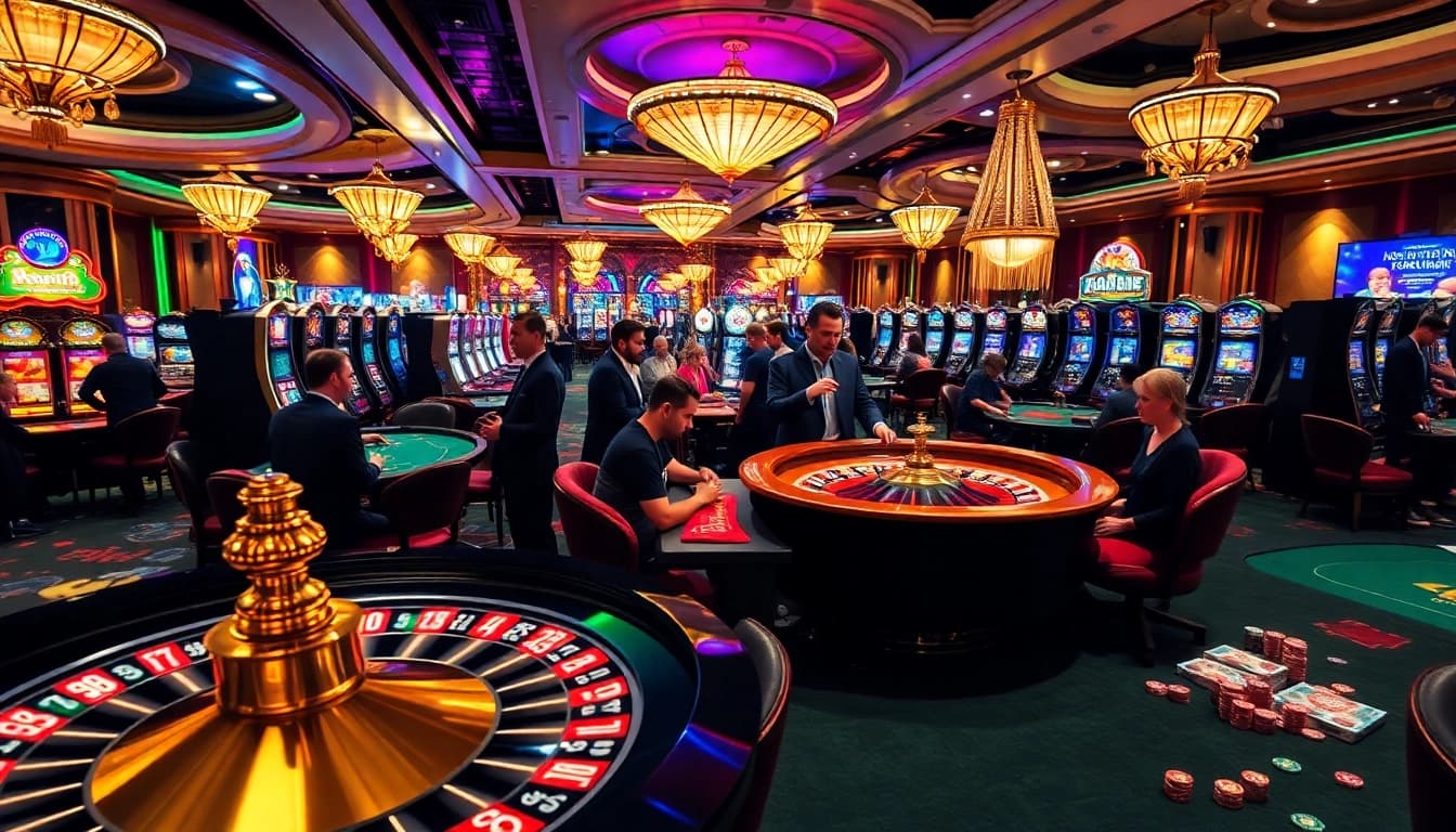 Haywin casino experience showcasing thrilling poker games and vibrant slot machines.