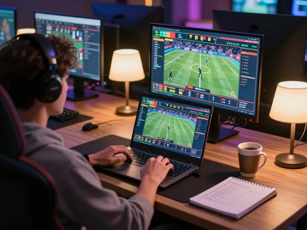 Engage in sports betting seamlessly on alc88 with a stylish online gaming setup featuring live odds.