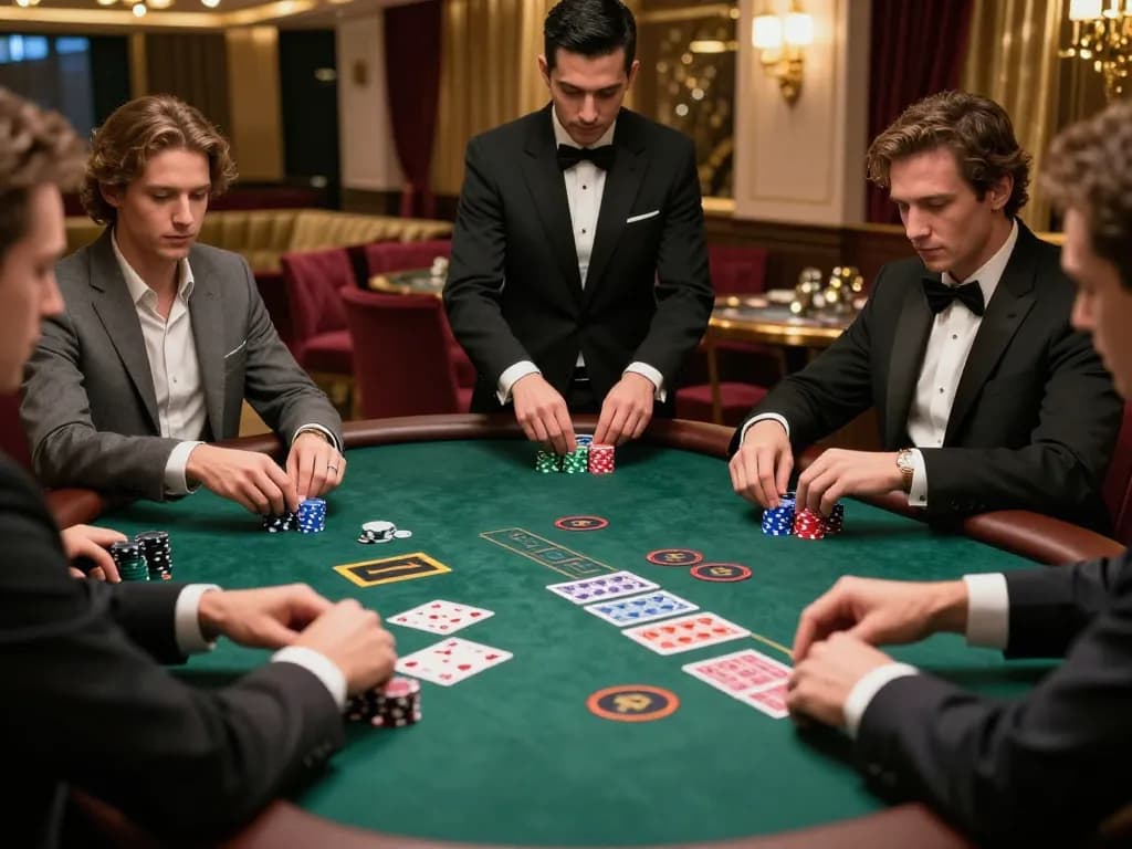 Players engage in a strategic game of blackjack at U888, set in a luxurious casino