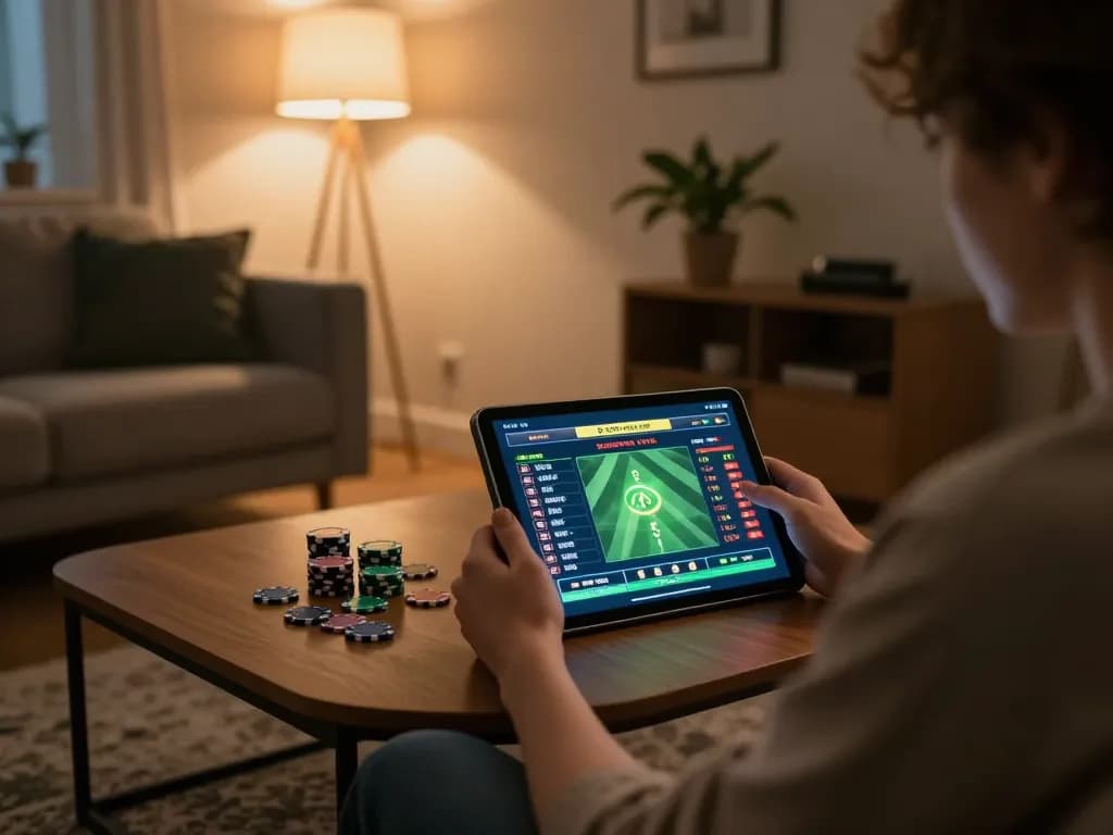 Online betting on onbet 88 in a cozy home setting with strategic focus and excitement