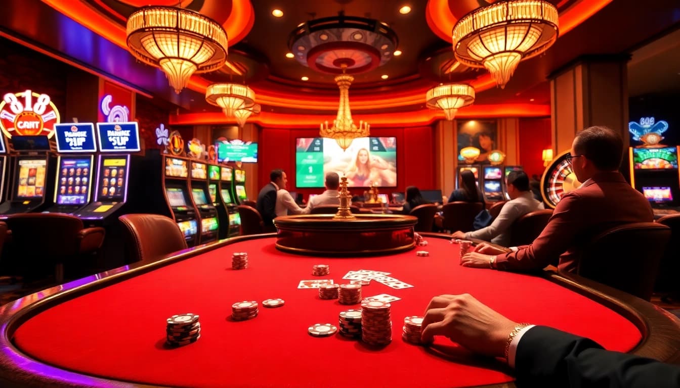 Action-packed poker table at 888P casino, players engaged in thrilling gameplay.