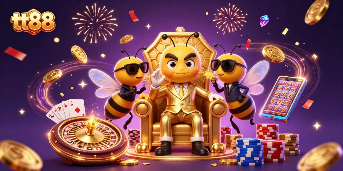 Experience thrilling wins at tt88 with a vibrant casino scene featuring dynamic characters and exciting game elements.