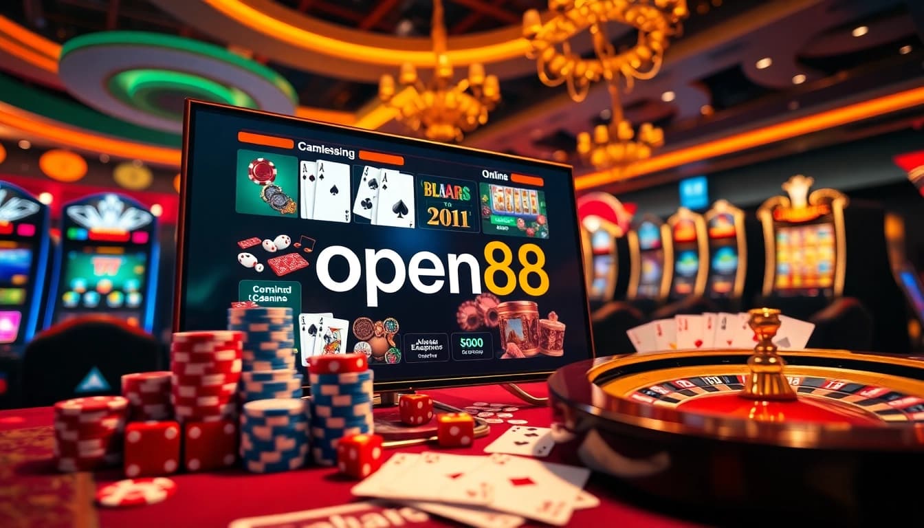 Experience the excitement of open88 with stunning online casino games, poker chips, and roulette.