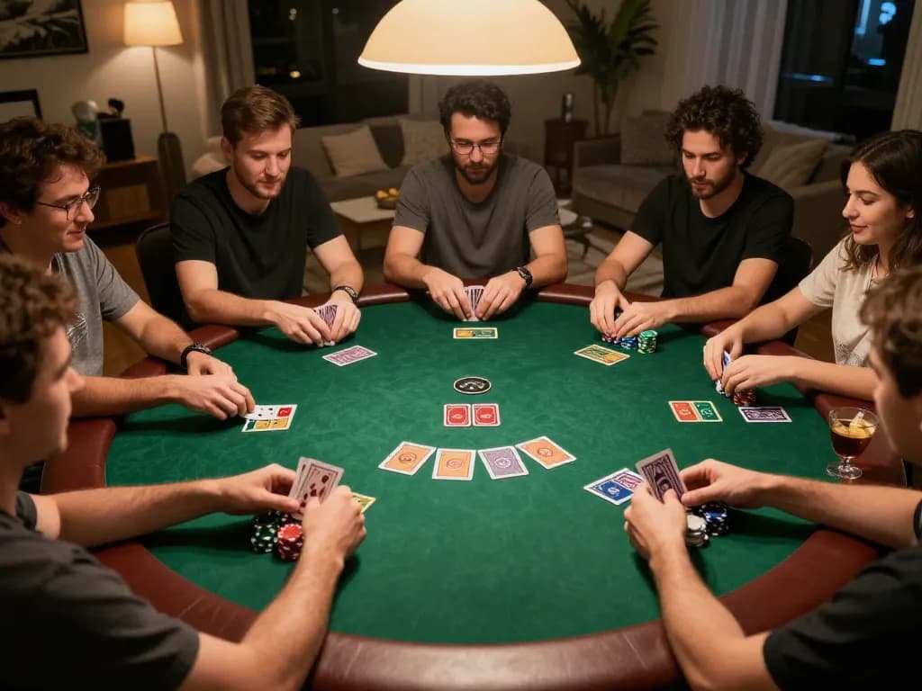 Players engaging in a lively poker night while using abc8go for strategies and betting insights