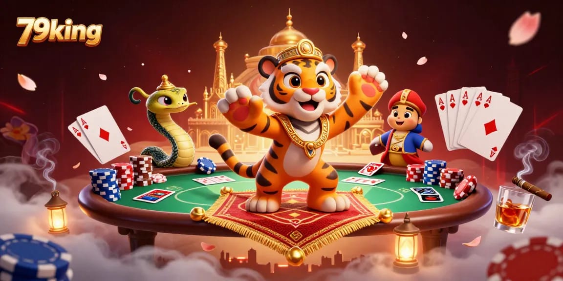 Experience thrilling bets at 79king's vibrant gaming scene with colorful poker elements and rich fantasy.