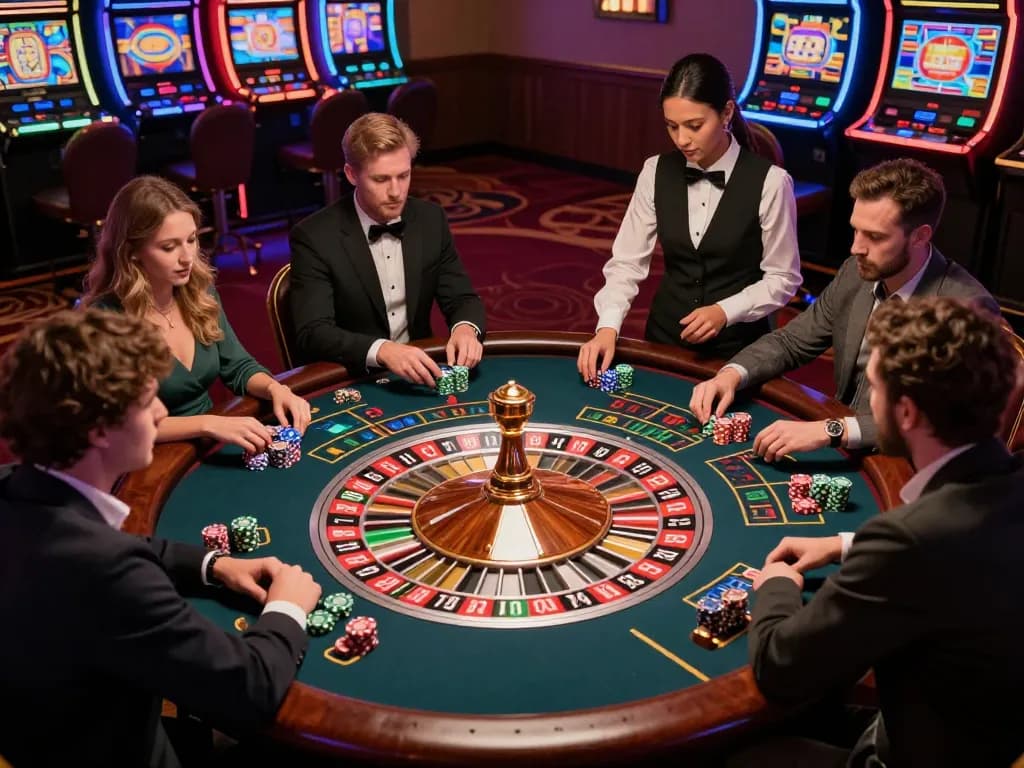 Players enjoy thrilling roulette action at 88คลับ casino, chips and excitement abound.