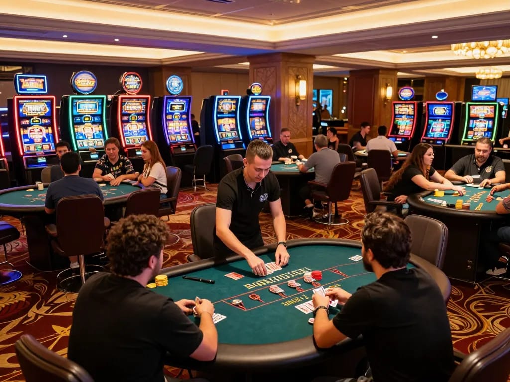 Players engaging in dynamic gameplay while registering for online access with đăng nhập dh88, set in a lively casino environment.