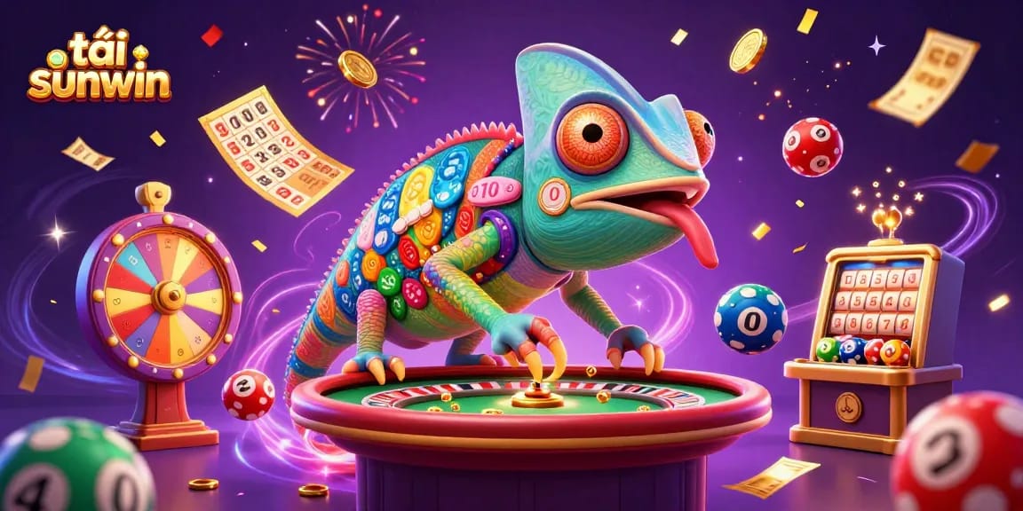 Engage with tải sunwin as a vibrant chameleon casino owner captures jackpot action in a festive atmosphere.