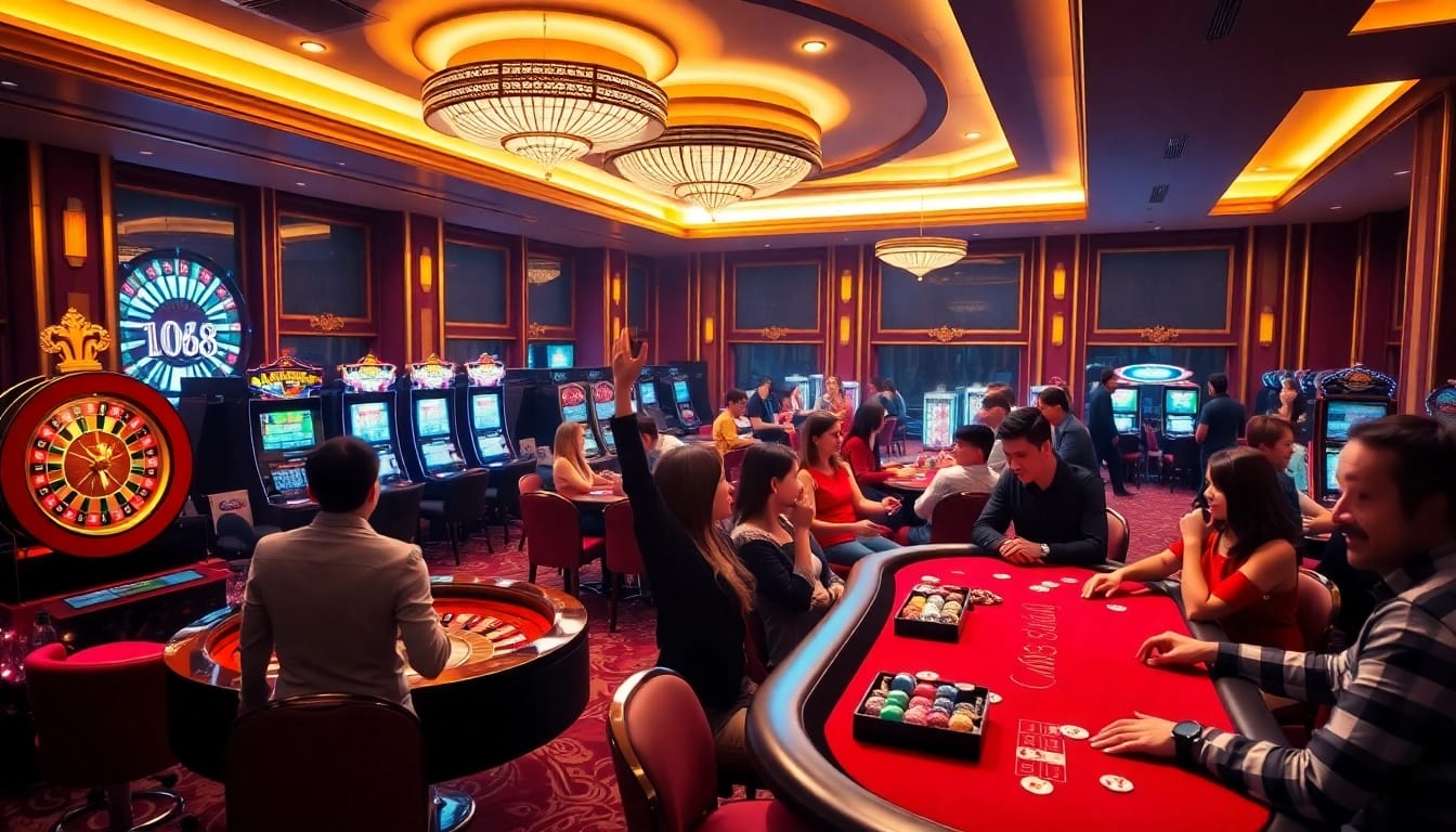 Experience winning at jun88pl.com with engaging casino visuals featuring tables and excited players.