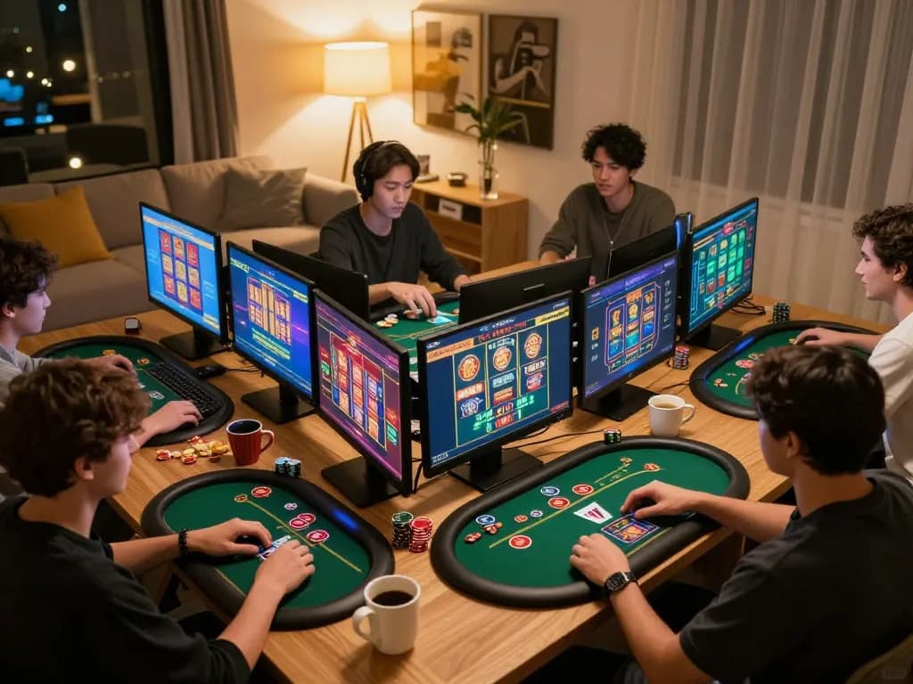 Players enjoying various games on 789win in a cozy home environment while engaging in online gambling