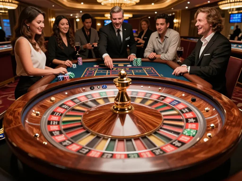 Engaged players at nhà cái 58win's roulette table, highlighting excitement in gameplay.