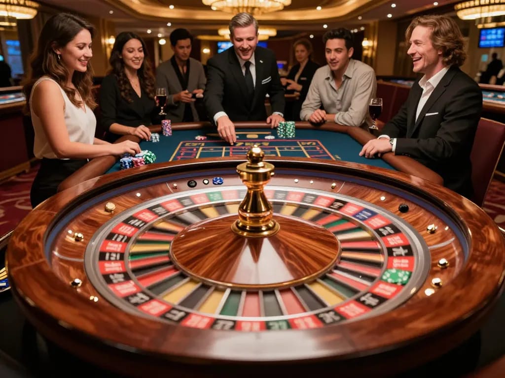 Engaged players at nhà cái 58win's roulette table, highlighting excitement in gameplay.